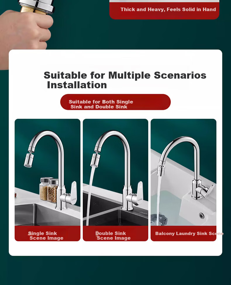 ILeddog [Germany] Kitchen Faucet, Dual Temperature And Control, Dishwashing Sink, 360° Rotating Anti-Splash Tap, CFLT-GY2D 4