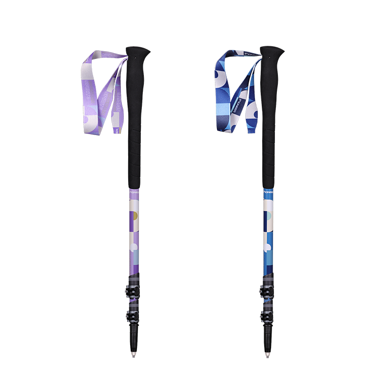 Pioneer Shanjingling 3 Series Trekking Pole, Outdoor T800 Grade Carbon Fiber Three-Section External Locking Telescopic Hiking Poles, Twilight Blue