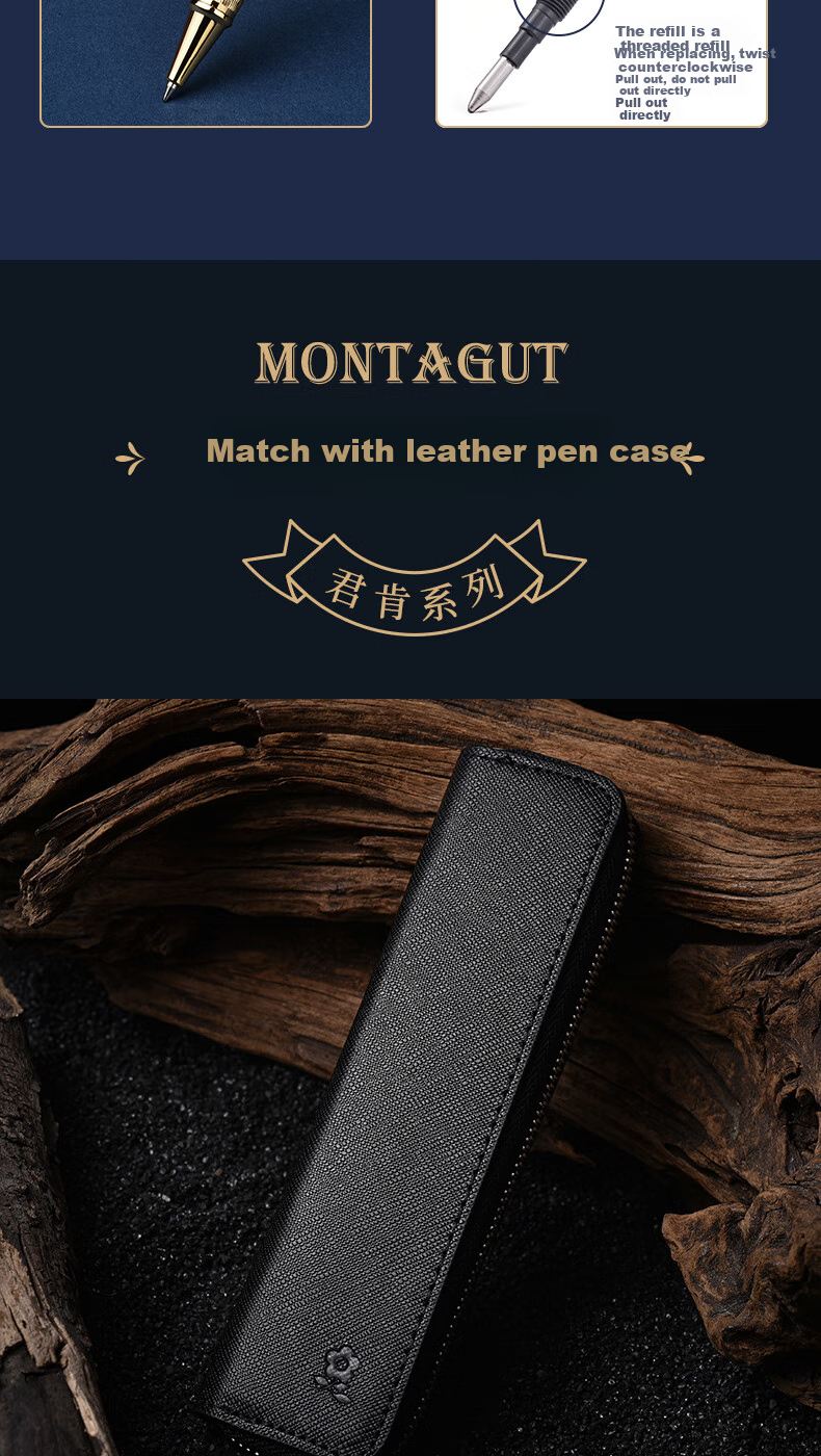 MONTAGUT [Best-Selling Product] Signature Pen for Men And Women, Business Writing Office High-End Gift Box Set, Gift Companion Gift Junken Series Gray 0.5mm 8