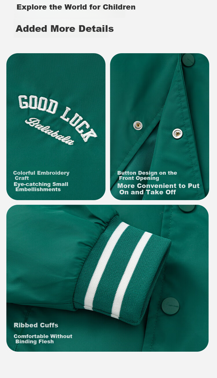 BALABALA Kids Children's Jacket Boys and Girls 2025 Spring Baseball Jacket Colorblock [Mall Same Style] 202125105203 4