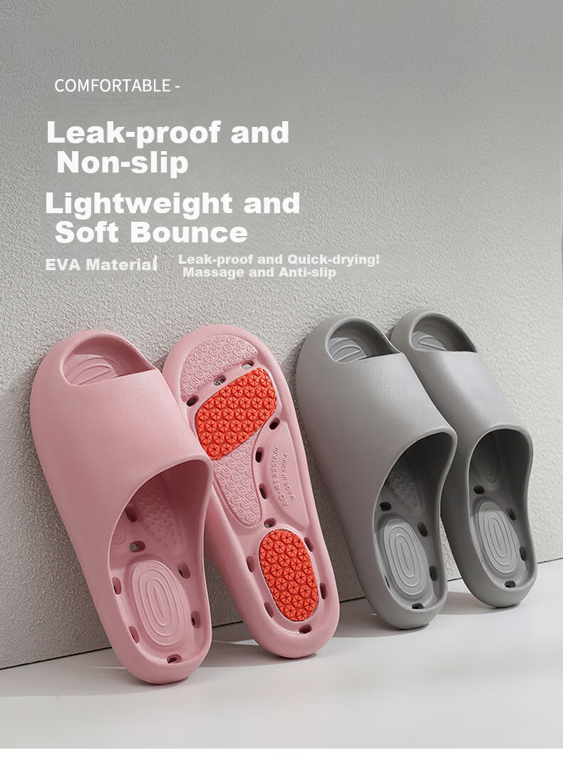 GUOLUOFEI Hollow Water-Draining Slippers for Summer, Bathroom Shower Use, Indoor Non-Slip Home Shower Slippers, Green, Size 38-39 1