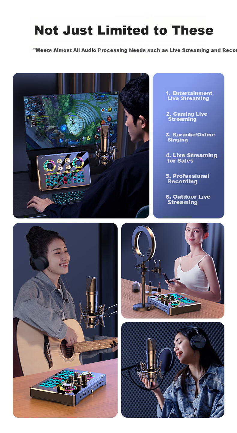 Haomuren Sound Card Kit, Live Streaming Equipment Set, Karaoke Microphone, Mobile Phone Singing Specialized, Internet Celebrity Douyin Host Outdoor Voice Recording, Professional Microphone, Computer Voice Changer 17