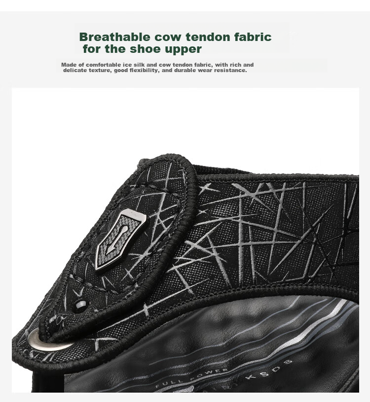 CARTELO Summer Breathable Slippers for Men, Durable Thong Sandals, Ice Silk Fabric Men's Sandals 9605 Black Size 42 6