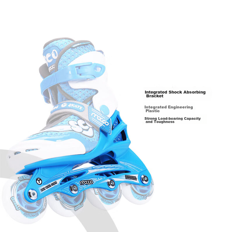 Migao Roller Skates Set for Children, Inline Skates Full Set for Girls And Boys, Adjustable Straight Wheels SC0 Upgraded Version, Blue L 9