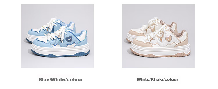 Huili Spring Women's Shoes, Dopamine Versatile Thickened White Sneakers K827Z, White/yellow/pink, Size 35 2