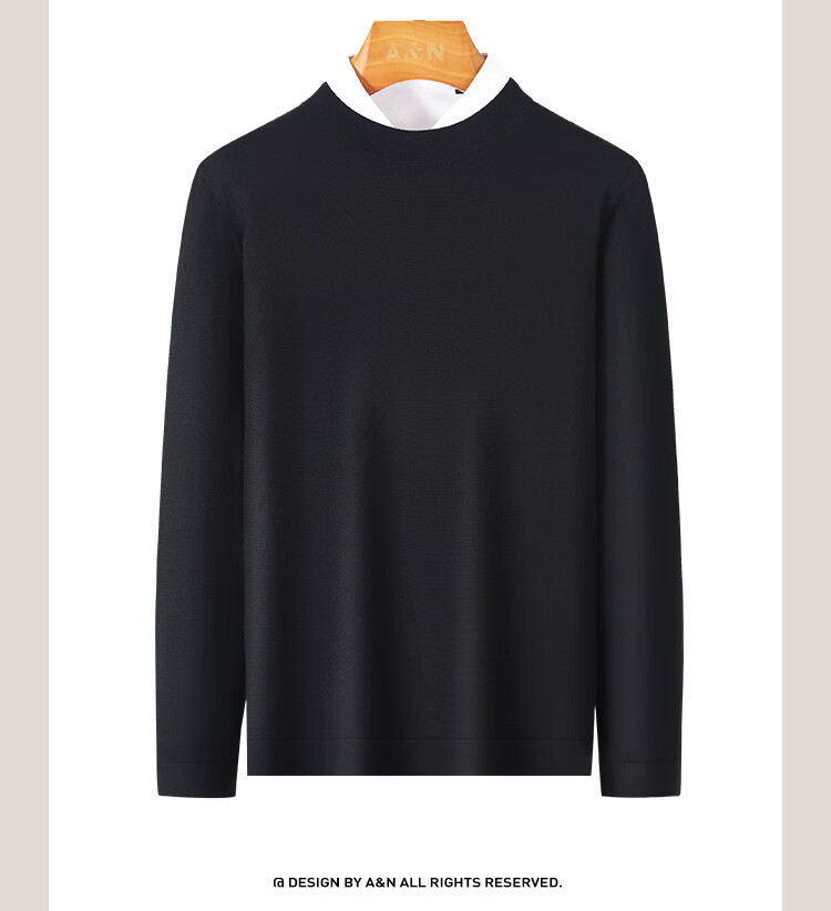 Antonio Men's Autumn Winter Wool Sweater Knitwear Base Layer Machine Washable 100% Fine Wool 6