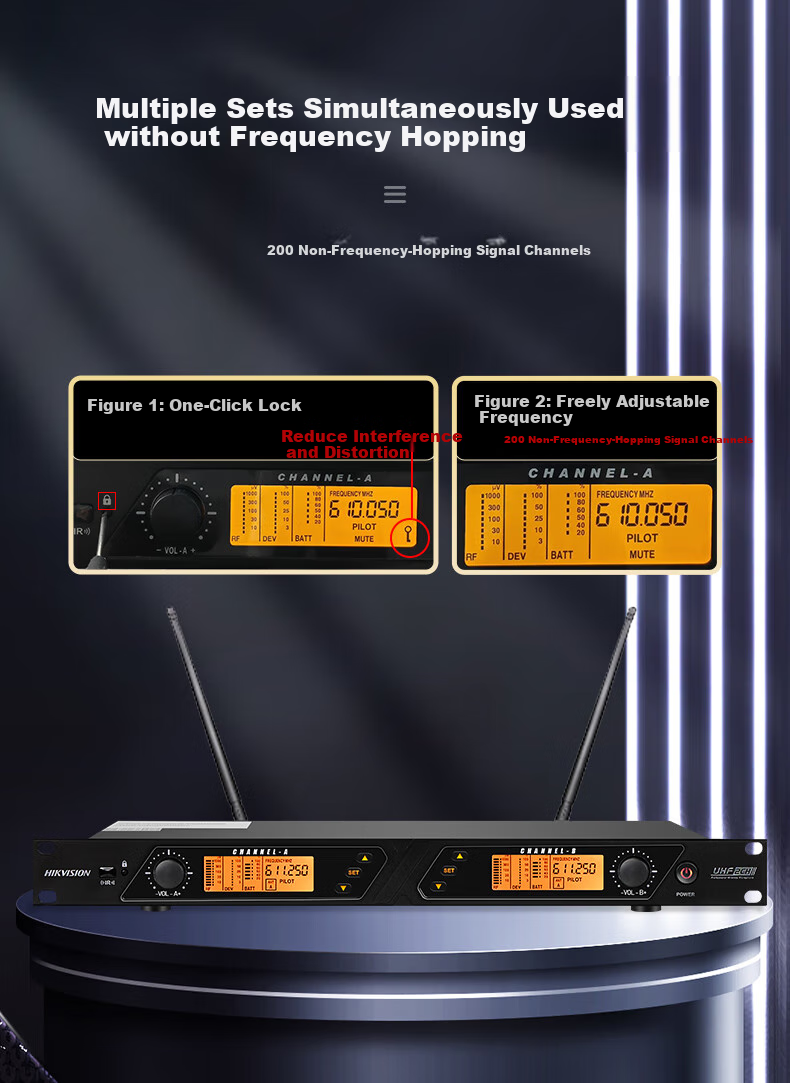 HIKVISION Conference One-To Wireless Microphone, Desktop Short-Boom Square Tube Microphone, Podium UHF High-Fidelity Anti-Interference Automatic Frequency Matching Anti-Howling Speech Training Broadcasting 6