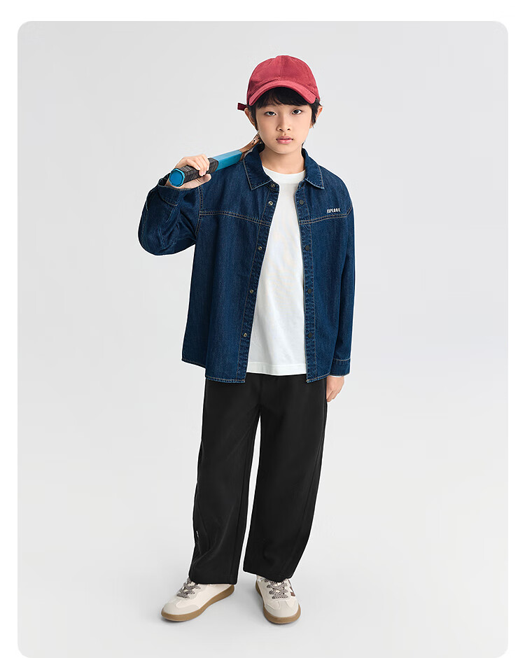 BALABALA Children's Shirt, Boys And Girls Long Sleeve, Big Kids Autumn Wear, All Cotton Denim, Fashionable Versatile, 208325102201 3