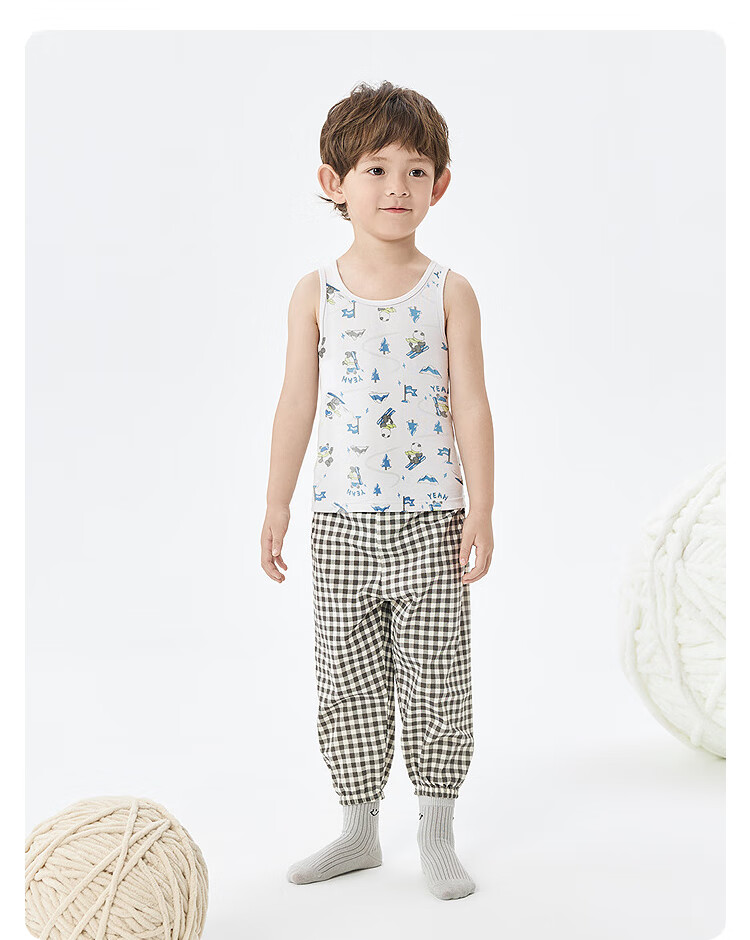 Balabala Kids Vest Boys Girls Base Shirt 2026 New Baby Pure Cotton Sleeveless 2-Pack Soft Skin-Friendly 35