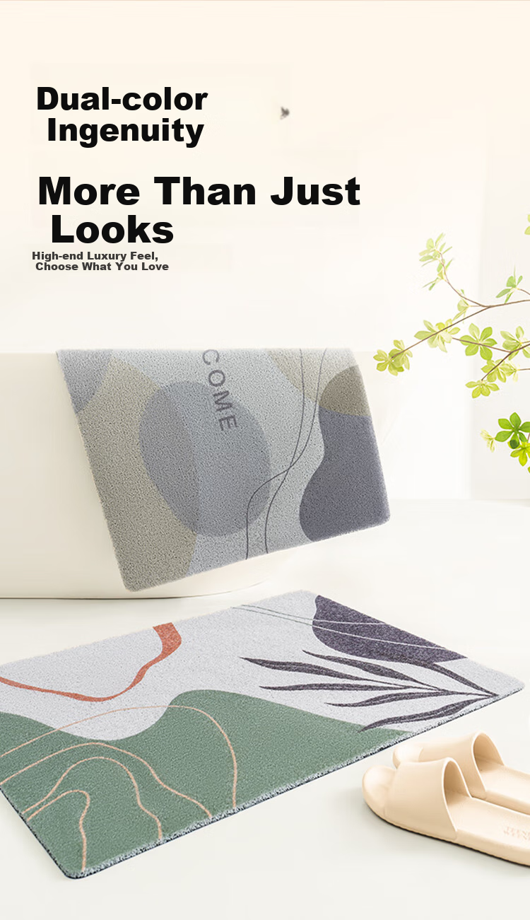 JD Jingzao Loop Printed Entrance Door Mat Dust Removal Foot Mat Cuttable Non-Slip 60x90cm Gray 3