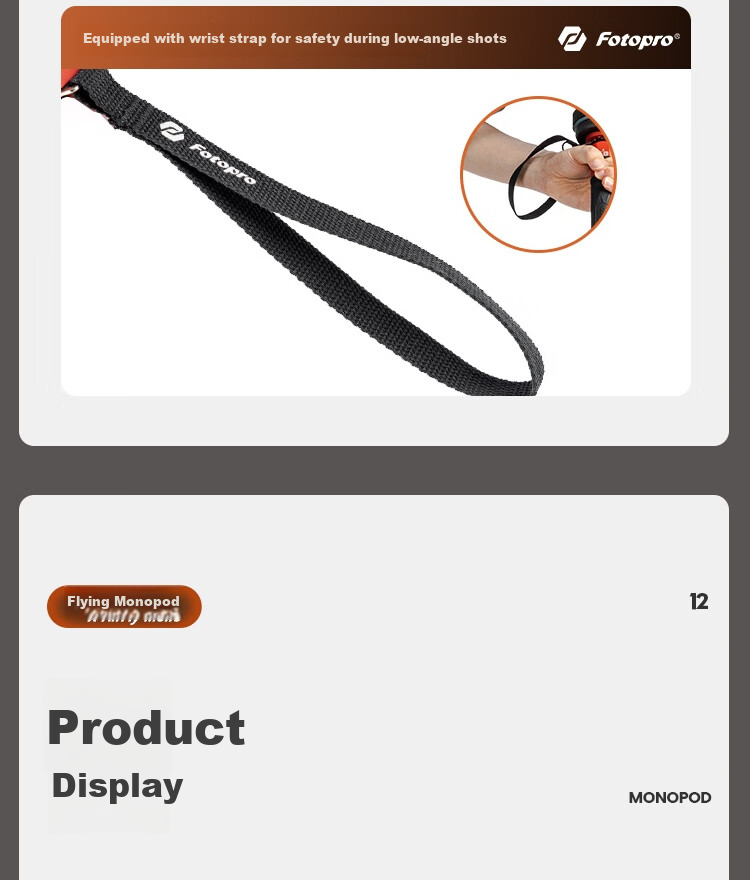 Fotopro Flying One Tripod, Quick-Release Design, Foot-Operated Unlocking, 32mm Diameter Carbon Fiber Camera Tripod, Flame Orange 23