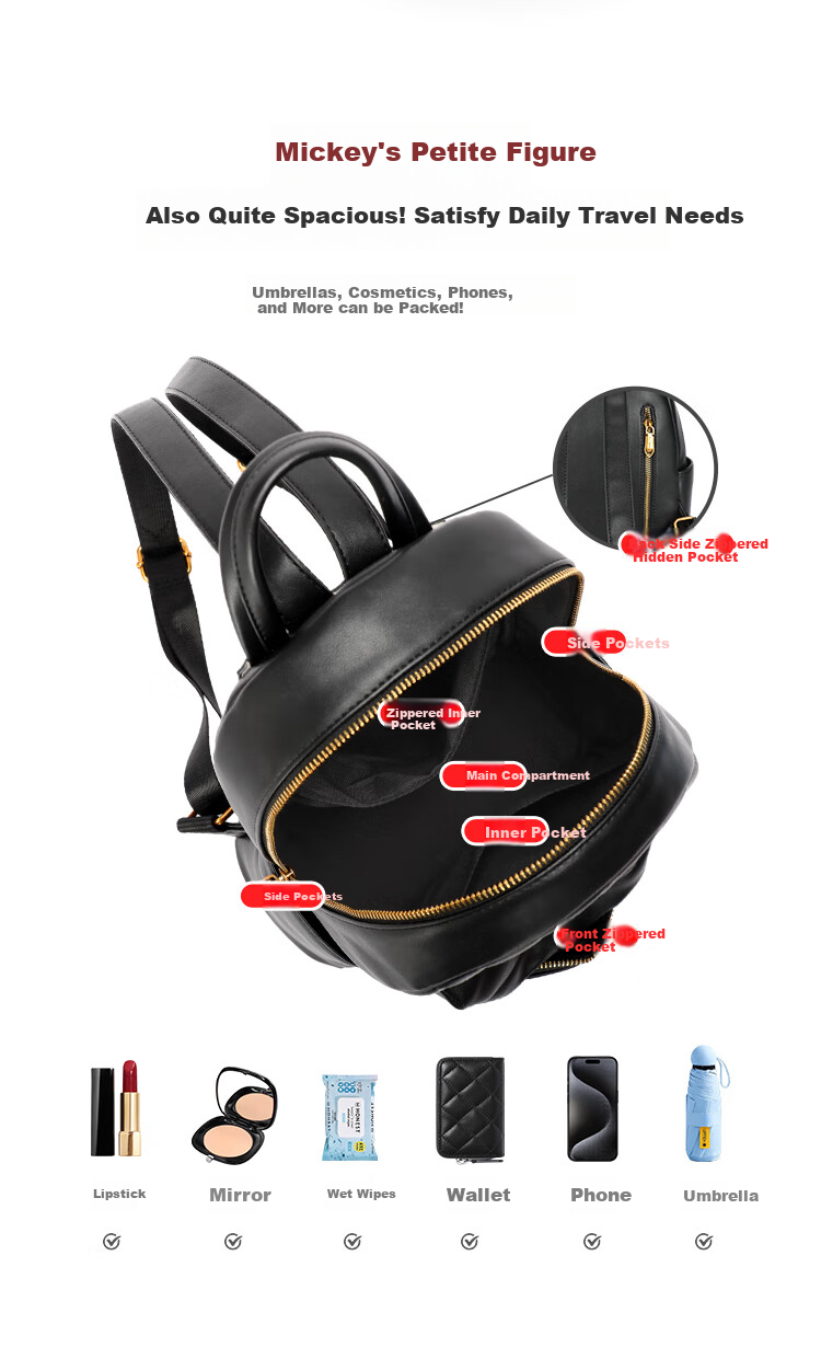 Disney Mickey Mouse Backpack, Women's Handbag Gift Box Set, Birthday Present for Girls, Day Gift for Female Friends 41