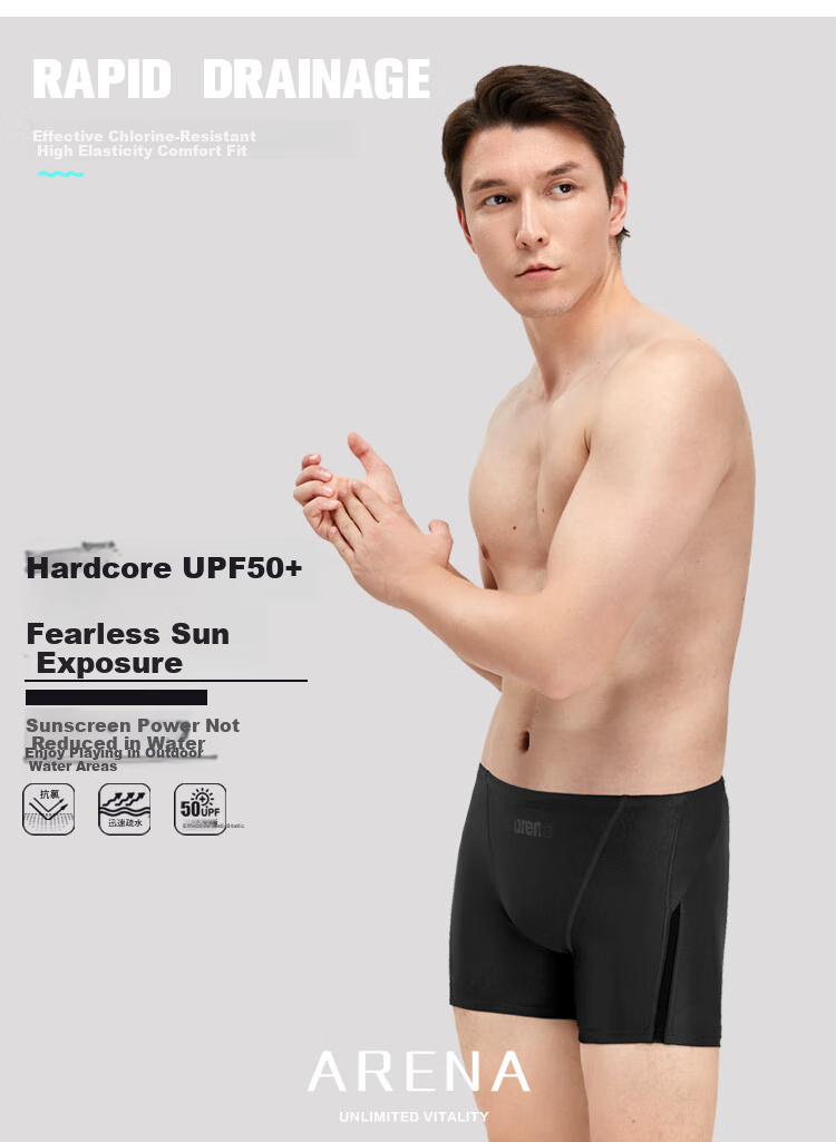 Arena Men's Swim Trunks, Anti-Embarrassment Boxer Style, Professional Training, Chlorine-Resistant, Comfortable Men's Swimming Shorts, Dark Green, Size M 2