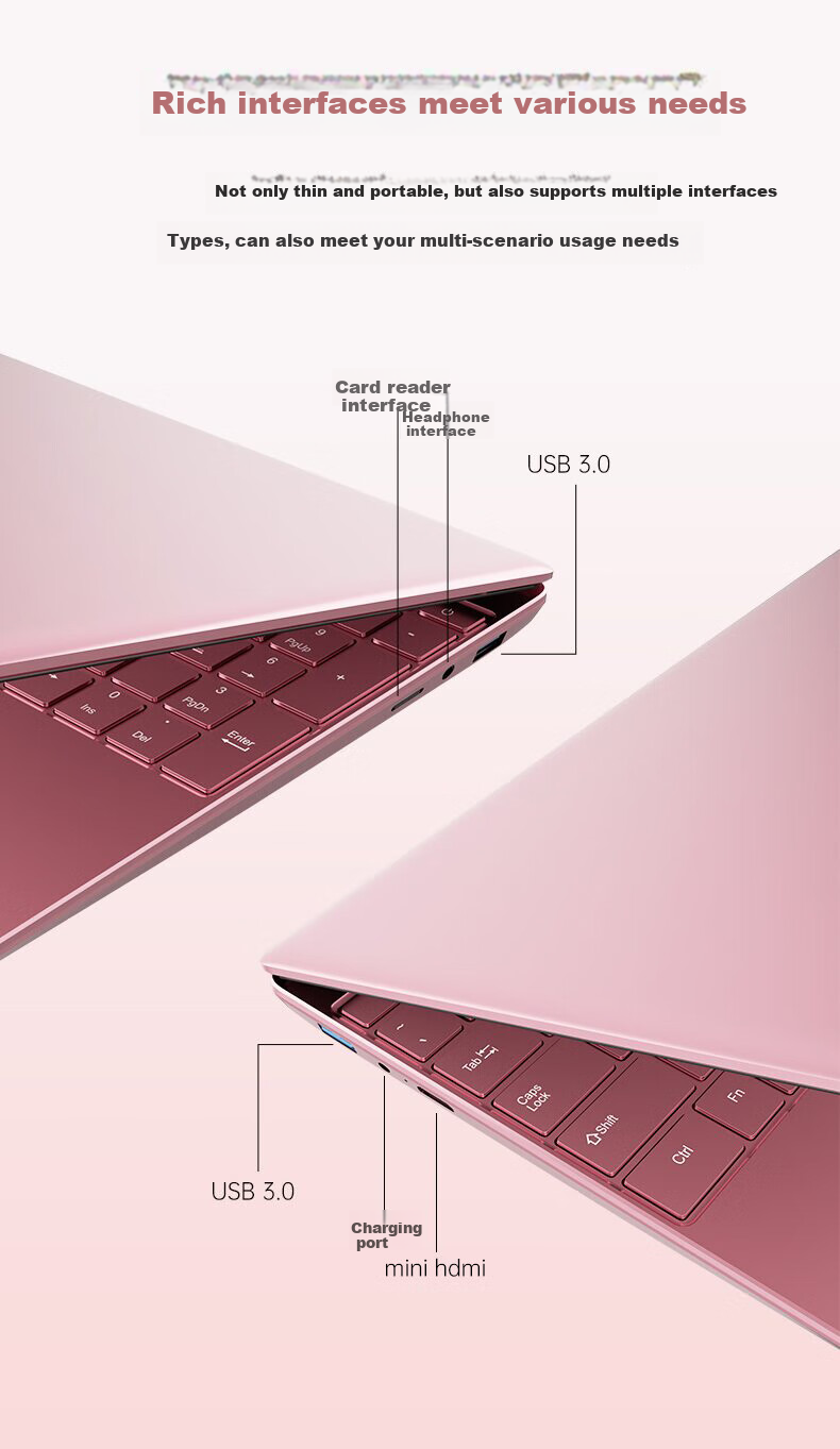 AIERXUAN 2026 New 15.6-Inch Business Office Student Online Class Laptop, Goddess Pink, 16GB Large Memory + 512GB Large Capacity 8