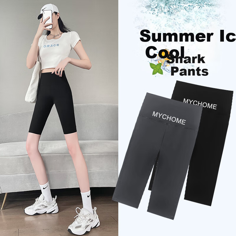 Langsha Women's Cycling Shorts with Tummy Control, Slim Fit, Lightweight, Anti-Chafing, Seamless Shark Leggings for Outdoor Wear