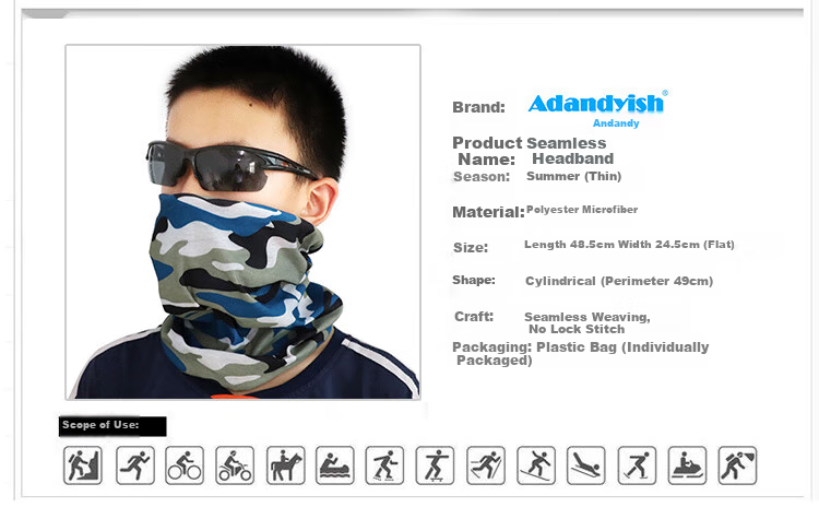 Adandyish Cycling Magic Headband, Unisex Sports Neck Gaiter Face Mask, Summer Sun Protection Head Cover, All-Season Neck Warmer, Ice Blue 1