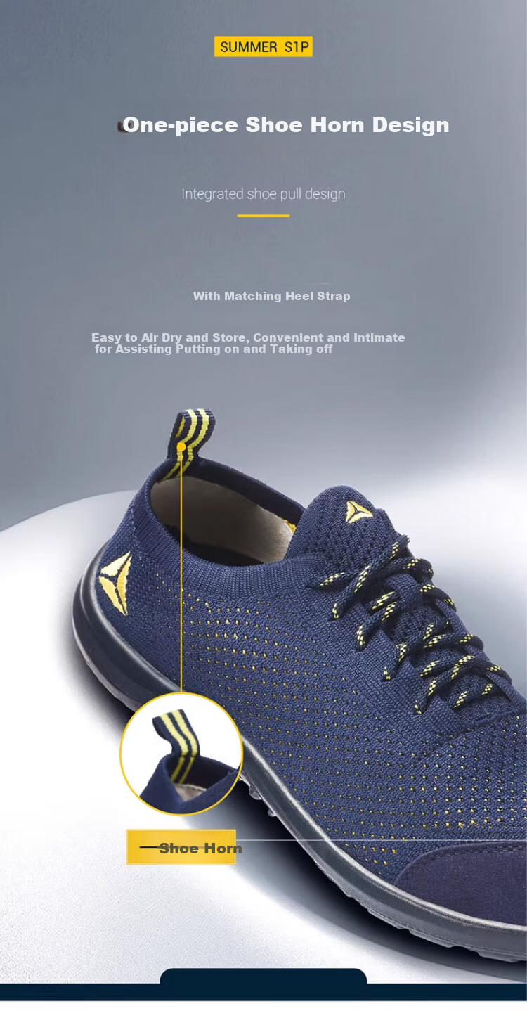 DELTA PLUS 301236 Safety Shoes, Anti-Static, Puncture-Resistant, Steel Toe, Non-Slip, Breathable Work Boots, Blue And Yellow, Size 40 7