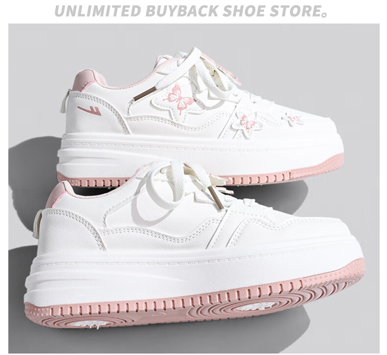 Warrior Butterfly Women's Autumn New Versatile Creamy Fufu Thick Sole White Sneakers Canvas Shoes Mesh Student Shoes Off-White 37 5