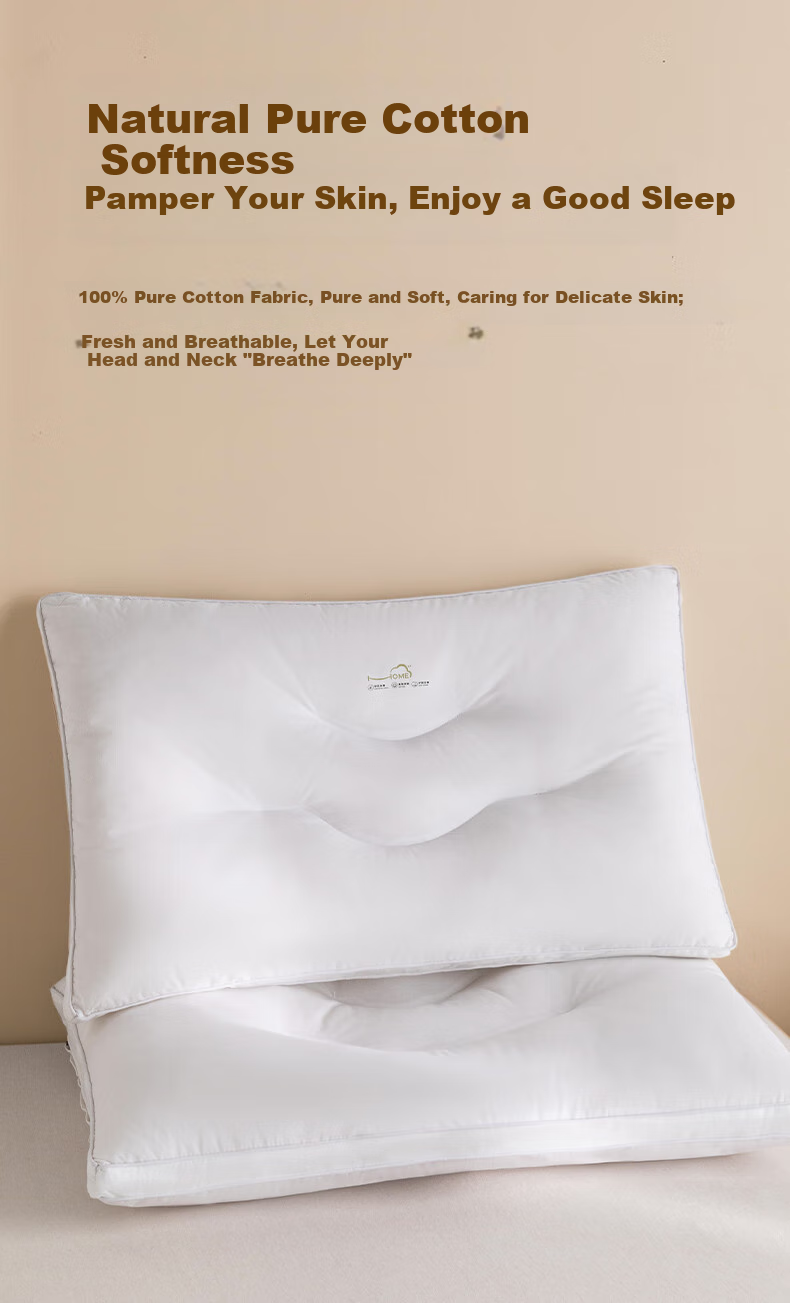 Hengyuanxiang Class A Antibacterial Pure Cotton Pillow, Triple Protection Waterproof Stain-Resistant Hotel Pillow, Dormitory Neck Support Pillow, Single Piece 10cm 7