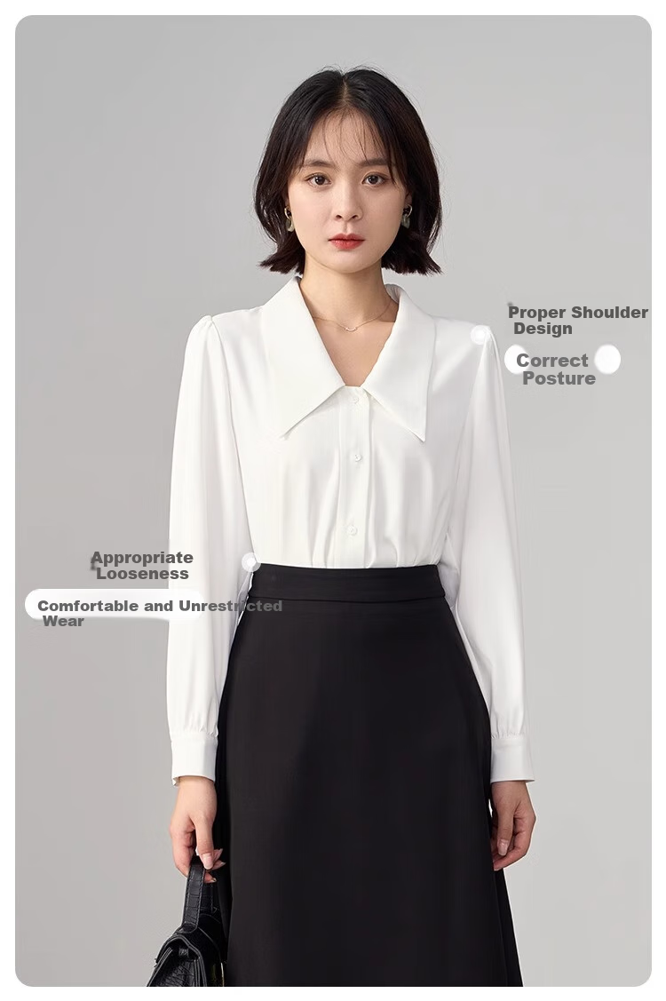 Bodexiaojie White V-Neck Blouse for Women, Office Wear, Inner Layer Top, Professional Attire, Interview Formal Shirt 2