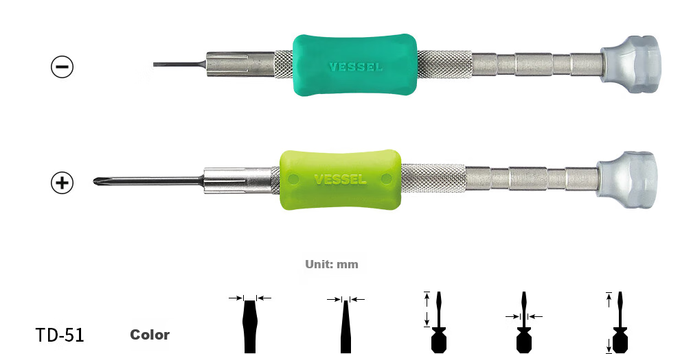 VESSEL Weiw TD-51 Precision Screwdriver, Phillips Head Screwdriver, Mobile Phone Camera Watch Repair Tool PH0000 12