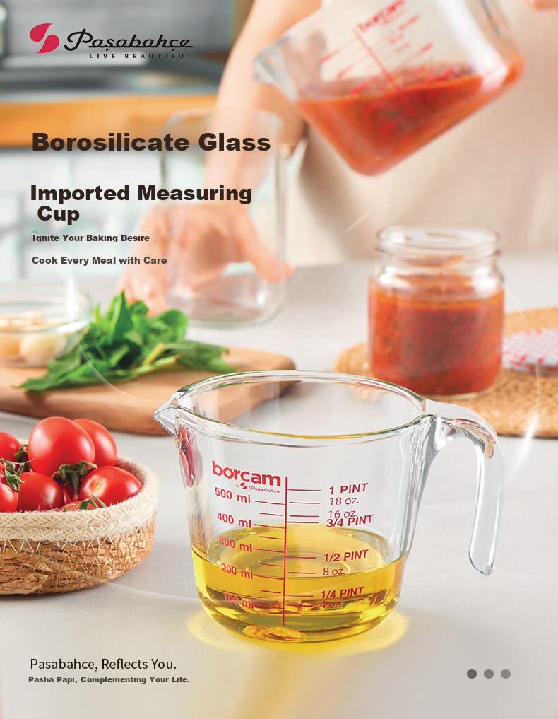 Pasabahce Measuring Cup, Imported Borosilicate Glass, Microwave And Oven Safe, Heating And Baking Tool, Milk Cup, 750ML, 59176 1