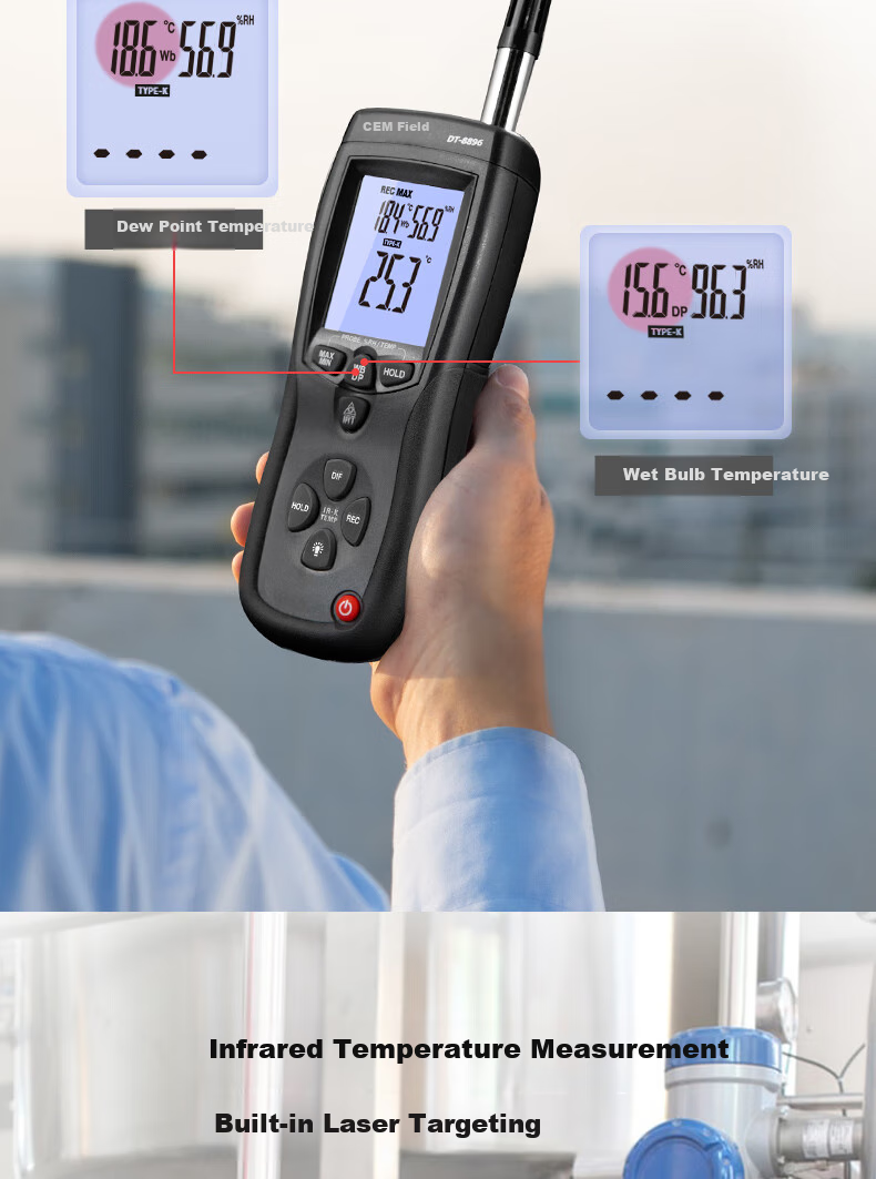 CEM DT-8896 High-Precision Industrial Professional Temperature And Humidity Detector, Environmental Air Temperature And Humidity Meter, Measuring Instrument 4