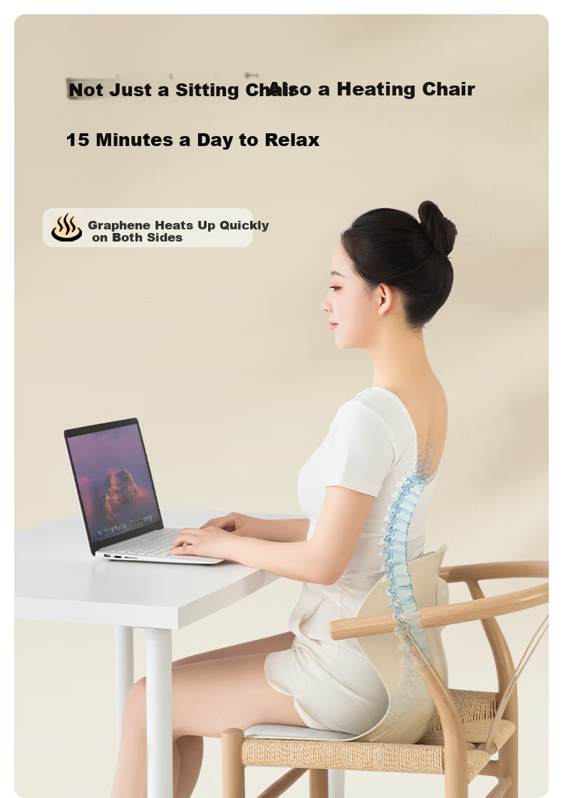 MIAOJIE MH02 Lumbar Support Chair, Waist Massager, Ergonomic Chair for Home And Office Use, Posture Correction with Heat Therapy, Practical Birthday Gift, Gray, Size M 4