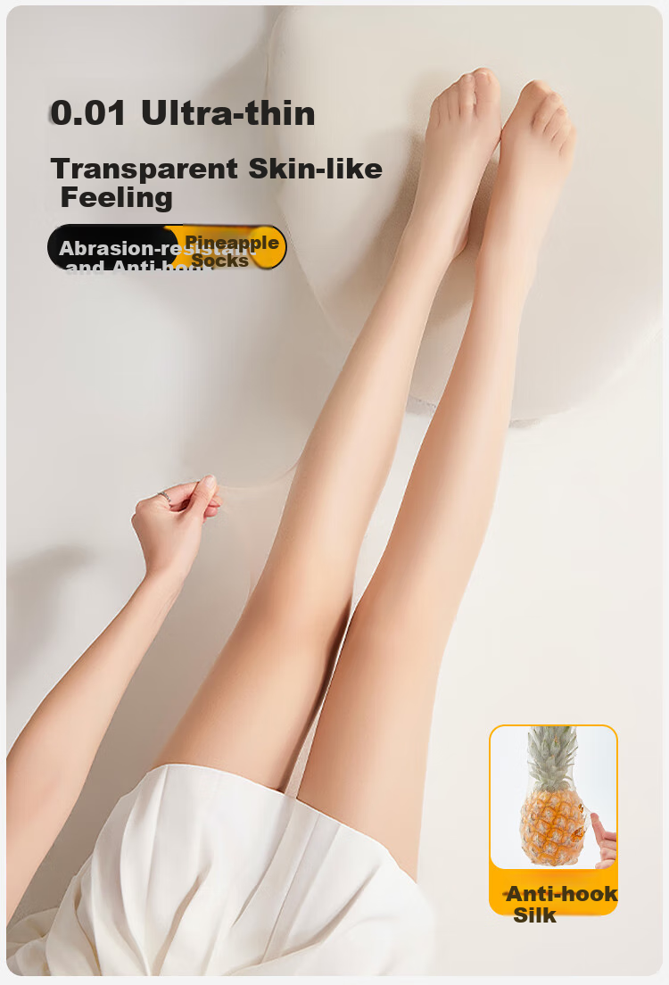 Dushiliren Silk Stockings for Women, Summer Ultra-Thin Pineapple Pattern, Cuttable, Anti-Slip Pantyhose, Sexy Thigh-High Tights, 2-Piece Set 1