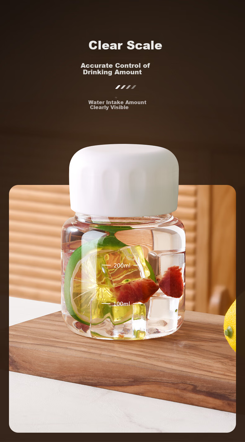 CLITON Chubby Cup Mini Portable Water Bottle with Scale Markings for Soy Milk, Coffee, Breakfast, And Milk Powder 4