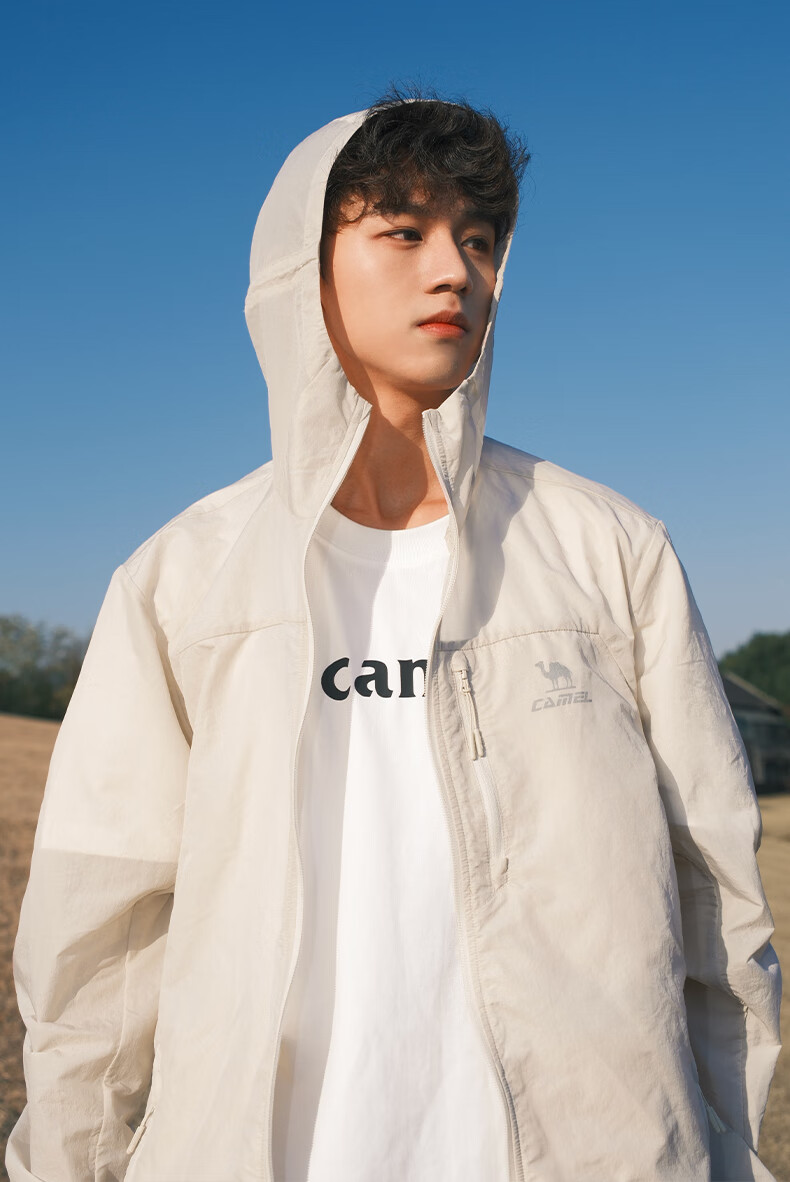 CAMEL [Xueshan Shell] Summer Sun Protection Clothing for Men And Women, Outdoor Sports Wear, Ice-Cool Loose Hooded New Lightweight Jacket 9