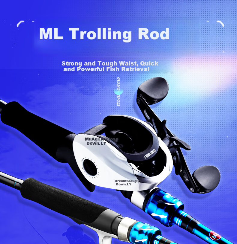 GW Fishing Rod, 1.98 Meters Straight Handle, Strong Hand ML Action, Lure Rod Set, Baitiao, Bass Lure Rod, Fishing Pole, Fishing Tackle 1