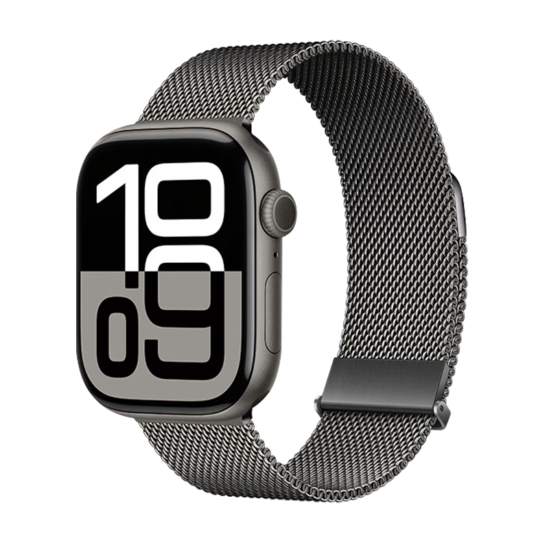MSSM Compatible Apple Watch Band for Apple Watch S12 SE3/Ultra4 Milanese Double Magnetic IWatch S11/10/9 Metal Magnetic Steel Band Graphite Color