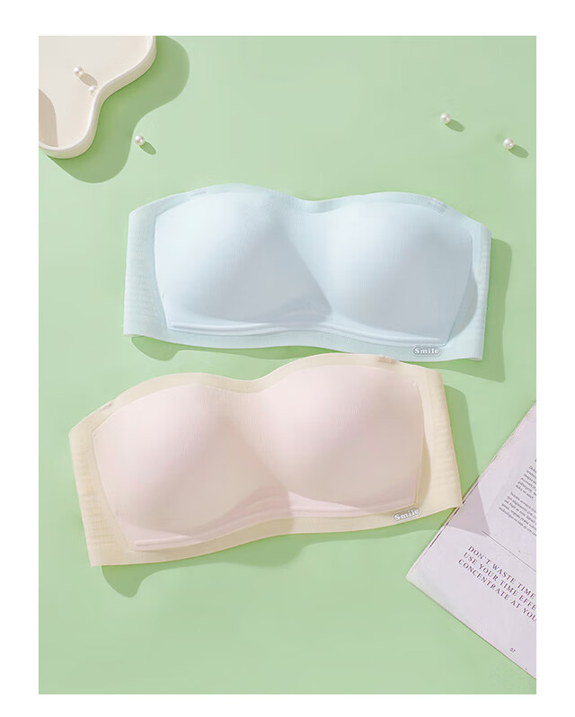 Xueqiman Women's Spring Summer Thin Breathable Strapless Bandeau Anti-Slip Push-Up Small Chest Seamless Backless Tube Top Bra 15