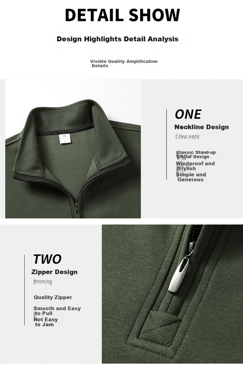 MiiOW Men's Sweatshirt, Spring And Autumn Long-Sleeve T-Shirt, Casual Fashion Versatile Lapel Undershirt, Men's Top, Army Green, 2XL 2