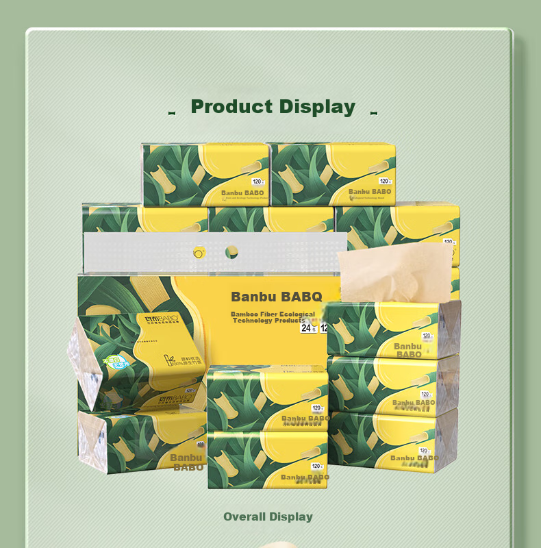 Bamboo 3-Ply Facial Tissue 120 Sheets x 96 Packs Large Size S Paper Napkins Toilet Paper Bulk Box Shipment 13