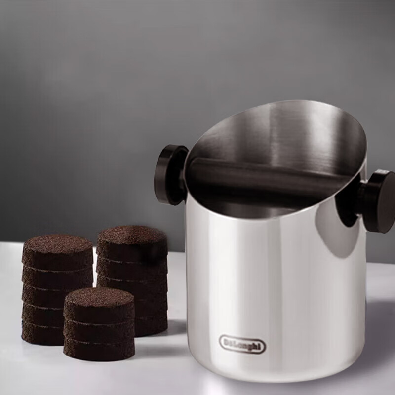 Delonghi Coffee Grounds Container, 180ML Large Capacity, Stainless Steel Non-Slip Chaff Bin, for Semi-Automatic Espresso Machines, Coffee Residue Box, Imported Coffee Grounds Container Accessory