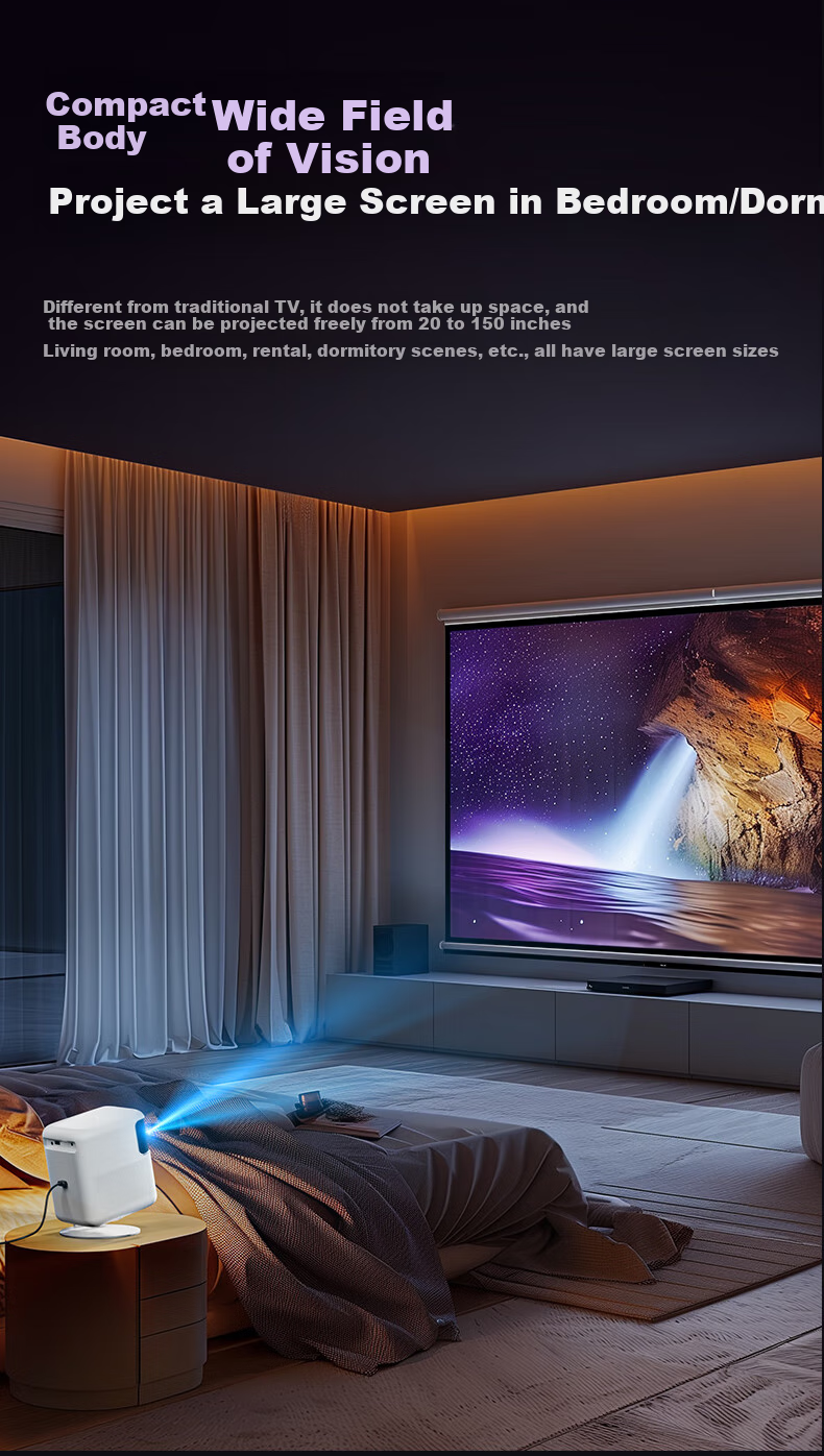Weiying V3Pro High-Definition Projector with Gimbal, Home Living Room Bedroom Theater, Outdoor Portable Projector (1080P Physical Resolution, Ultra-High Definition) 3