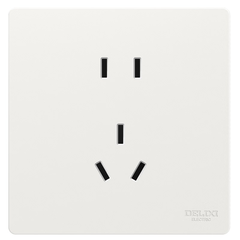 DELIXI Switch Socket CD806 Matte Frosted Cream Style Large Panel Five-Hole 10-Pack Han Yu White