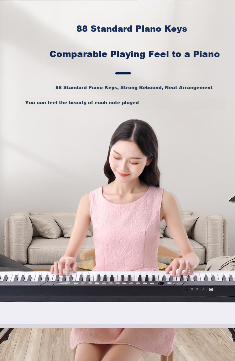 MOSEN MS-100M Digital Piano, Youth Series, 88 Weighted Keys, Electronic Digital Piano, Wood Grain Color 15