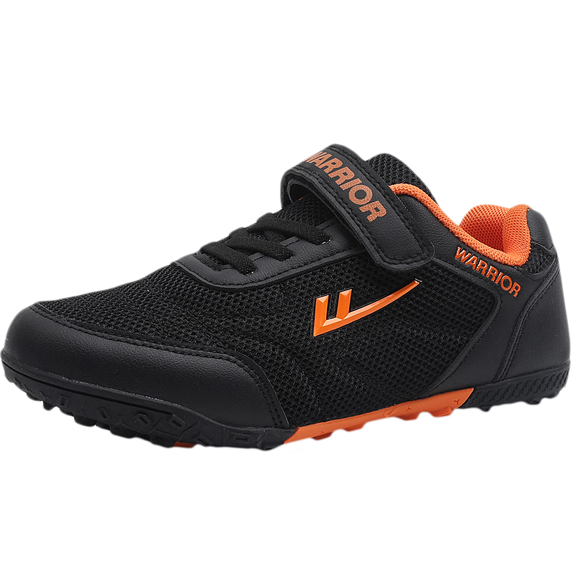 Warrior Children's Sports Shoes for Boys with Molded Studs, Youth Competition And Training Shoes with Velcro Studs WZ-B596T Black Orange 34