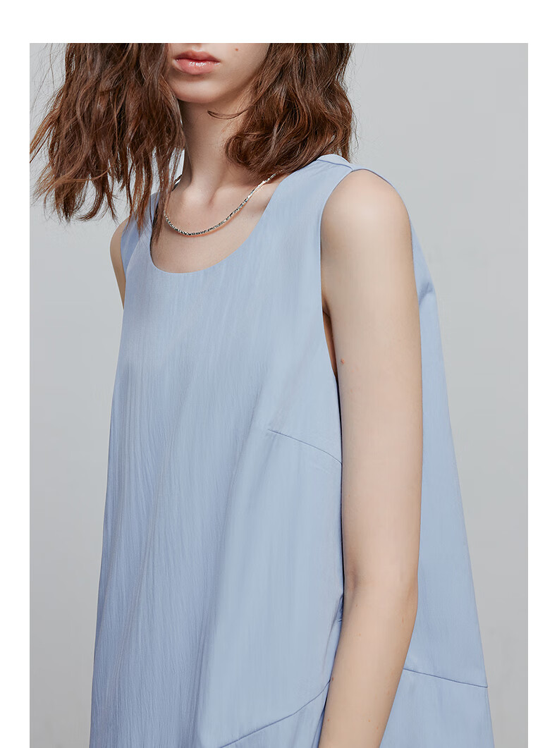 Chuyu Oxygen Sensation Dress for Women, 2025 Summer New Vacation Style Patchwork Faux Two-Piece Vest Dress, Sky Blue, S 6