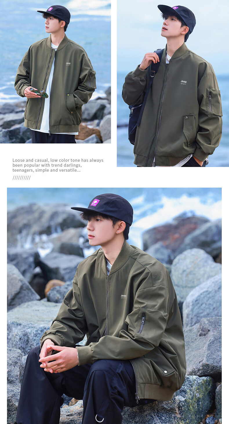 JEEP SPIRIT Men's Spring Autumn Jacket Outdoor Workwear Windproof Biker Coat M 13