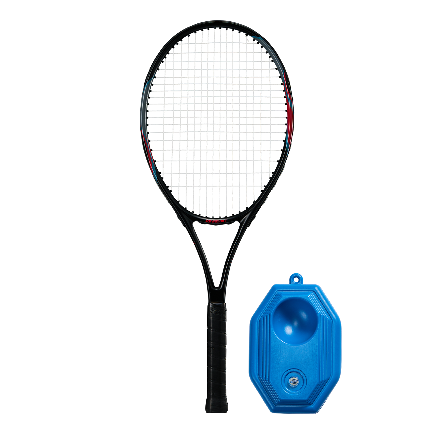 KAWASAKI Beginner Tennis Racket Training Carbon Composite Racket Feitian Dark Night Black (With Stringing and Trainer)