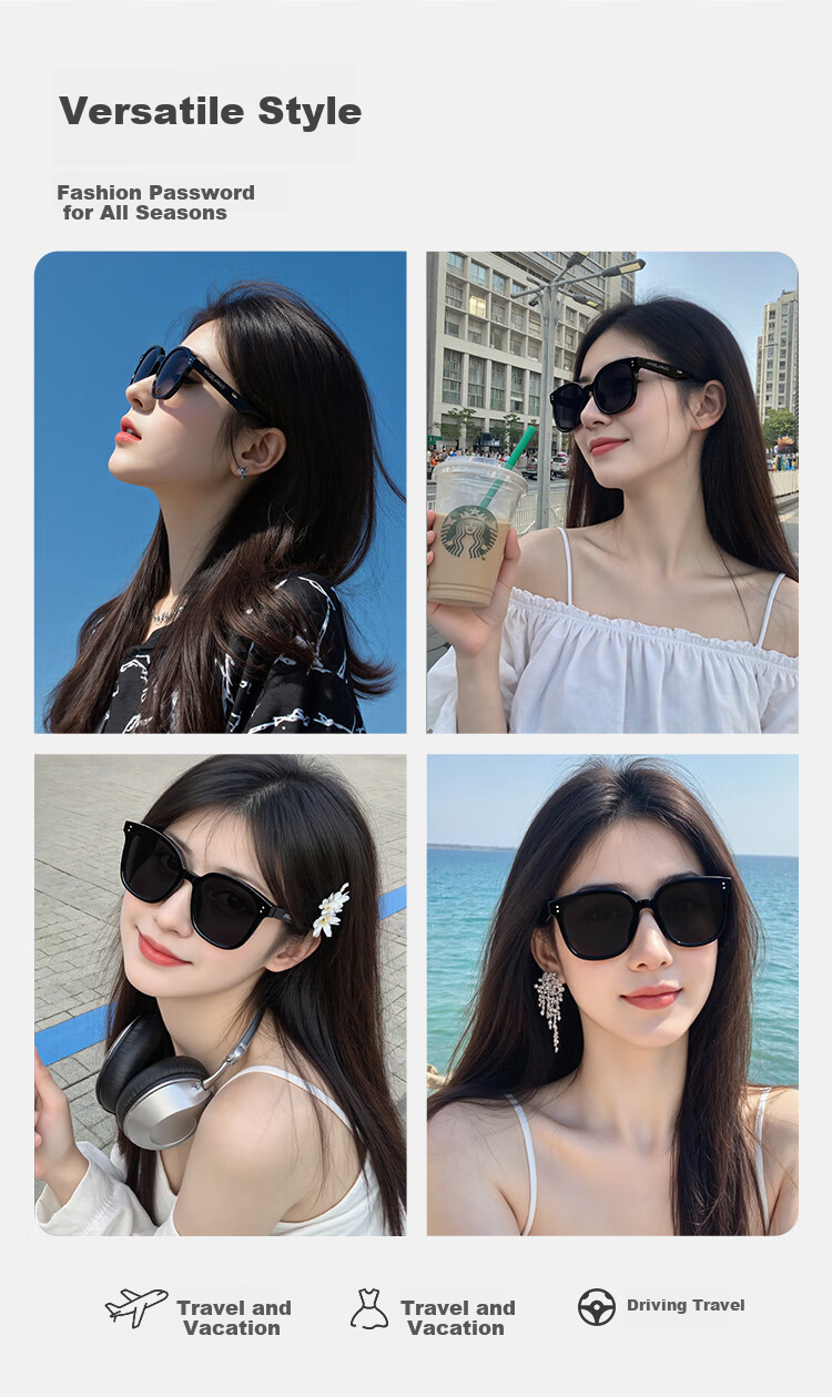 Angelamiao Women's Polarized Sunglasses, Classic Fashionable Large Frame, Face-Slimming Effect, Driving Protection, Valentine's Day Gift 5