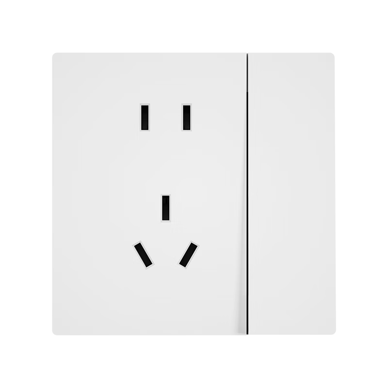 Linptech E3S Matching Switch Socket, 10A Five-Hole Socket with Single Control Switch, 86-Type Concealed Socket, White