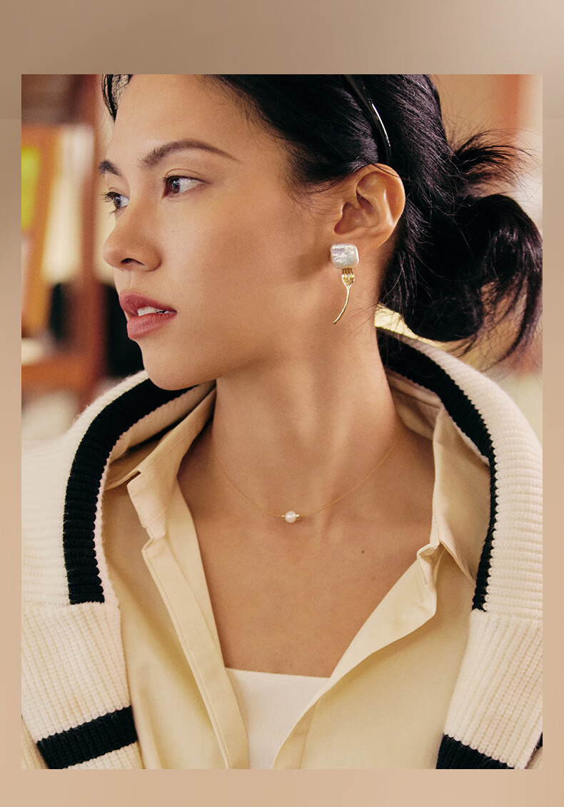 HEFANG Jewelry Floating Pearl Necklace Collarbone Chain Birthday Gift [520 Valentine's Day Gift] for Girlfriend 4
