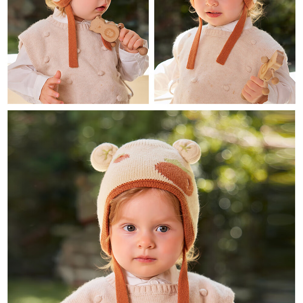Beitais Baby Hat Autumn Winter Infant Boys Girls Wool Knit Warm Windproof Thickened Ear Protection Cap 27