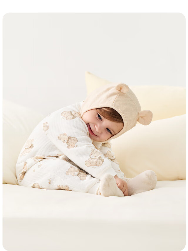 TONGTAI Baby Romper, Autumn And Winter Pure Cotton Warm Infant Clothes, Newborn Onesie Bodysuit Pajamas, Orange, 73cm 14