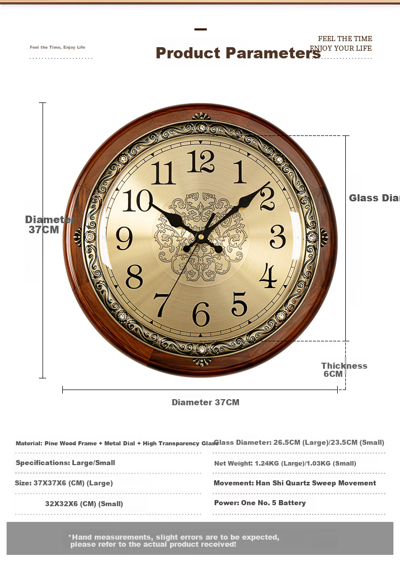 Hense Creative Living Room Wall Clock, Modern Minimalist Timepiece, Wall-Mounted Quartz Clock, HW22 Small Size 32cm 4